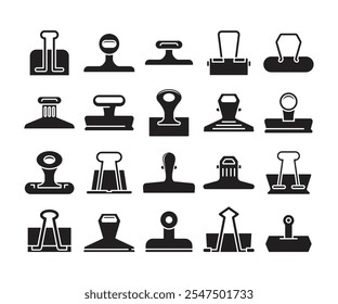 paper clip icons set vector illustration