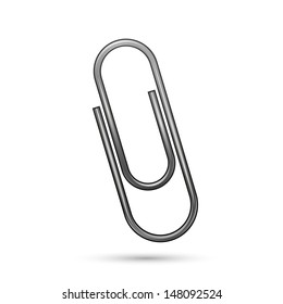 Paper clip isolated on white, vector illustration