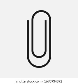 Paper clip line black and white vector icon.