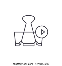 Paper clip line icon concept. Paper clip vector linear illustration, symbol, sign