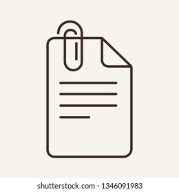 Paper clip line icon. Documents with clip line icon. Documents concept. Vector illustration can be used for topics like office, documentation, work plan