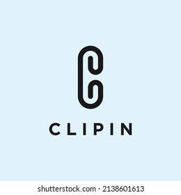 paper clip logo combination with initial letter c icon vector silhouette illustration