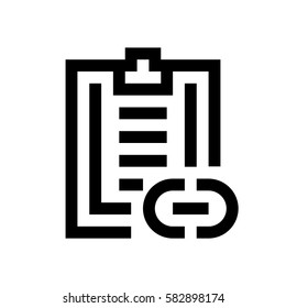 Paper clip mini line, icon, background and graphic. The icon is black and white, linear  flat, vector, pixel perfect, minimal, suitable for web and print. 