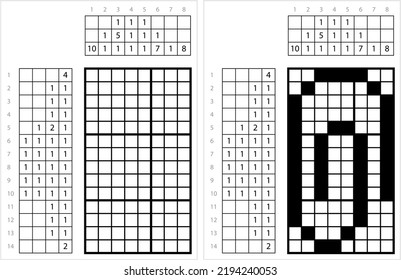 Paper Clip Nonogram Pixel Art, Paperclip Used To Hold Sheets Of Paper Together Vector Art Illustration, Logic Puzzle Game Griddlers, Pic-A-Pix, Picture Paint By Numbers, Picross