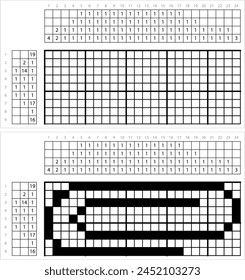 Paper Clip Nonogram Pixel Art, Paperclip Used To Hold Sheets Of Paper Together Vector Art Illustration, Logic Puzzle Game Griddlers, Pic-A-Pix, Picture Paint By Numbers, Picross,