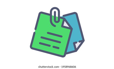 paper clip note single isolated icon with flat dash or dashed style
