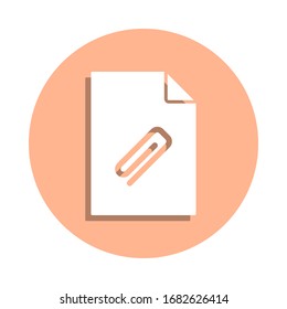 Clip de papel en el icono de insignia de documento. Glifo simple, vector plano de archivos e iconos de documentos para ui y ux, sitio web o aplicación móvil