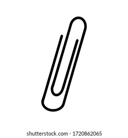 Paper clip on an isolated white background. Black hand draw outline. Back to school, office. Vector illustration.