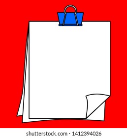 
Paper clip with paper on red background