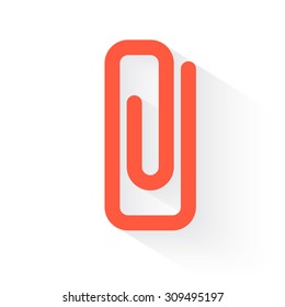 paper clip in orange with drop shadow on white
