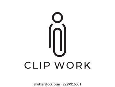 paper clip and people logo. work idea icon design vector.