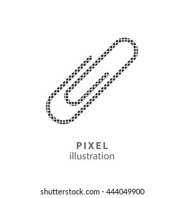 Paper Clip - pixel icon. Vector Illustration. Design logo element. Isolated on white background. It is easy to change to any color.