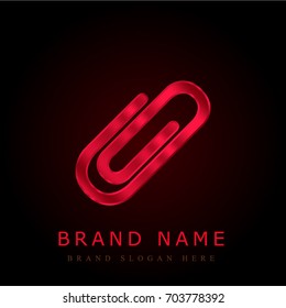 Paper clip red chromium metallic logo