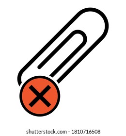 Paper clip with red don ts, black color isolated on white background. School element vector