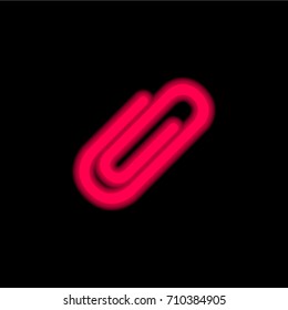 Paper clip red glowing neon ui ux icon. Glowing sign logo vector