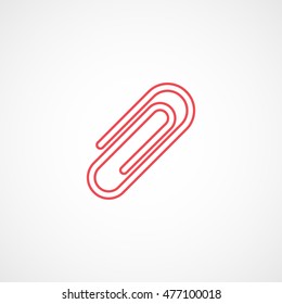 Paper Clip Red Line Icon On White Background