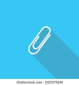 paper clip vector icon blue background with flat shadow