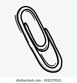 Icono vectorial de clip de papel. Línea dibujada a mano en la ilustración del esbozo de dibujo.