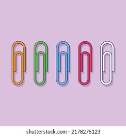 Paper Clip Vector Icon Illustration with Outline for Design Element, Clip Art, Web, Landing page, Sticker, Banner. Flat Cartoon Style