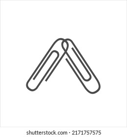 Paper clip vector icon isolated on white. Office equipment graphic symbol. Paper clip icon email attachments logo stationary Vector