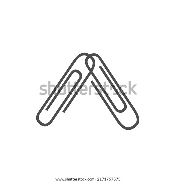 Paper clip vector icon isolated on white. Office\
equipment graphic symbol. Paper clip icon email attachments logo\
stationary Vector