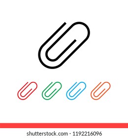 Paper clip vector icon, pin symbol. Simple, flat design for web or mobile app