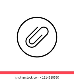 Paper clip vector icon, pin symbol. Simple, flat design for web or mobile app