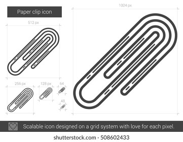 Paper clip vector line icon isolated on white background. Paper clip line icon for infographic, website or app. Scalable icon designed on a grid system.