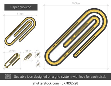 Paper clip vector line icon isolated on white background. Paper clip line icon for infographic, website or app. Scalable icon designed on a grid system.