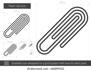 Paper clip vector line icon isolated on white background. Paper clip line icon for infographic, website or app. Scalable icon designed on a grid system.