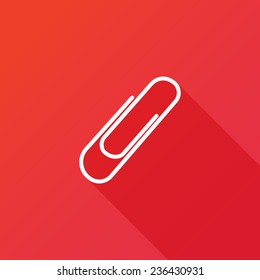 Paper clip web flat icon in circle. Flat design style with long shadow