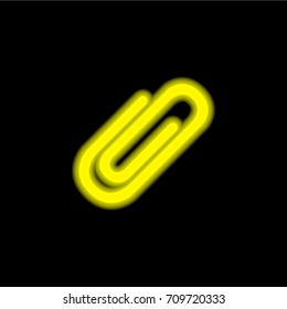 Paper clip yellow glowing neon ui ux icon. Glowing sign logo vector