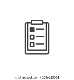 Paper clipboard with check list outline icon. linear style sign for mobile concept and web design. Report simple line vector icon. Symbol, logo illustration. Pixel perfect vector graphics