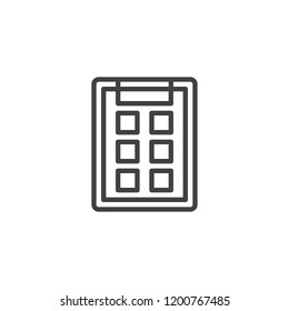 Paper Clipboard Document outline icon. linear style sign for mobile concept and web design. Checklist simple line vector icon. Symbol, logo illustration. Pixel perfect vector graphics