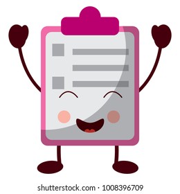 paper clipboard kawaii character cartoon