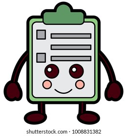 paper clipboard kawaii character cartoon