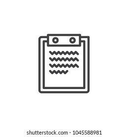 Paper clipboard outline icon. linear style sign for mobile concept and web design. Clipboard with report simple line vector icon. Symbol, logo illustration. Pixel perfect vector graphics