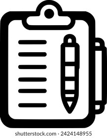 Paper clipboard with pen vector icon. filled flat sign for mobile sign, symbol, vector, art