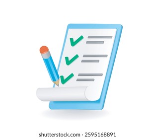 paper clipboard task management the fast work on project plan, fast progress, level up concept, paper checklist icon with pencil