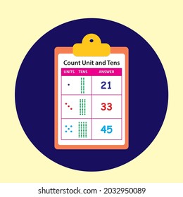 Paper Clipboard Vector Design and Units and Tens Worksheet Design
