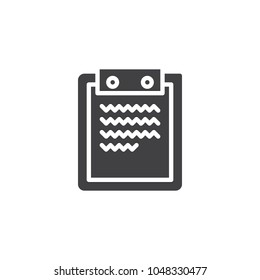 Paper clipboard vector icon. filled flat sign for mobile concept and web design. Clipboard with report simple solid icon. Symbol, logo illustration. Pixel perfect vector graphics