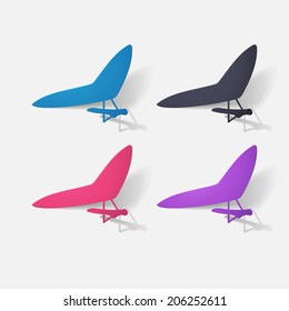 Paper clipped sticker: aircraft, glider. Isolated illustration icon