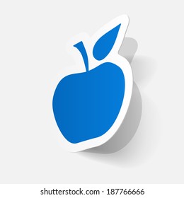 Paper clipped sticker: apple fruit