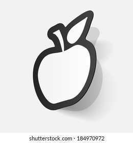 Paper clipped sticker: apple fruits