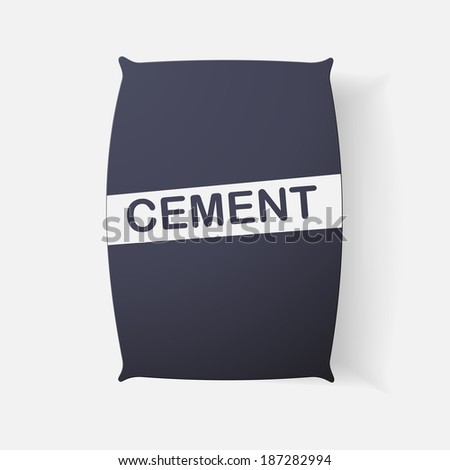 Paper clipped sticker: bag of cement. Isolated illustration icon
