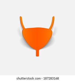 Paper clipped sticker: BLADDER. Isolated illustration icon