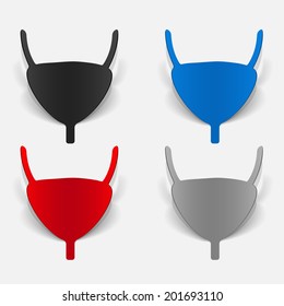 Paper clipped sticker: BLADDER. Isolated illustration icon