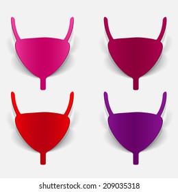 Paper clipped sticker: BLADDER. Isolated illustration icon