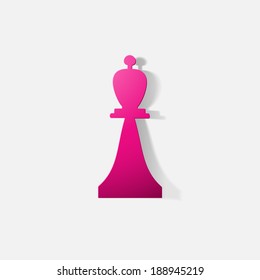 Paper clipped sticker: chess piece bishop. Isolated illustration icon