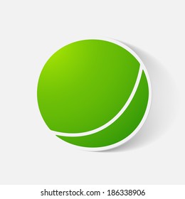  Paper clipped sticker: children's ball . Isolated illustration icon